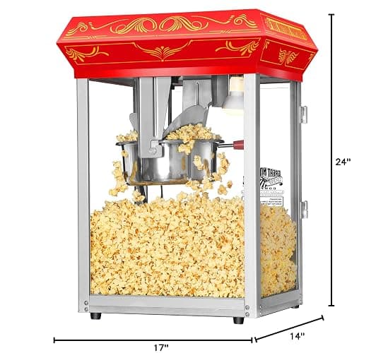Great Northern Popcorn Company Good Time Popcorn Machine - 3-Gallon Popper with Steel Kettle, Old Maids Drawer, Warming Tray, and Scoop for Home by Great Northern Popcorn (Red) thumbnail 2