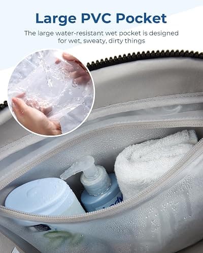 BAGSMART Womens Gym Bag 24L Travel Bag for Weekend Overnight with Wet Pocket, Underseat Cabin Bag for EasyJet, Carry on for Ryanair & Trolley Sleeve, Ultra Lightweight, Grey thumbnail 3