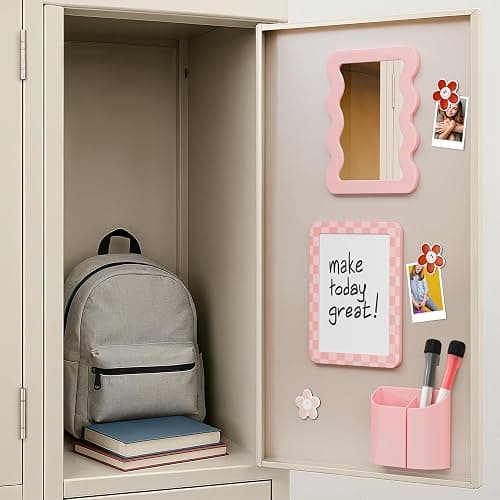 Stylish Locker Accessories Kit for Girls - Includes Mirror, Whiteboard, Pen Holder, Cute Flower Magnets & Marker Set - All-in-One School Locker Decor & Organizer Set to Brighten Up Your School Day thumbnail 2
