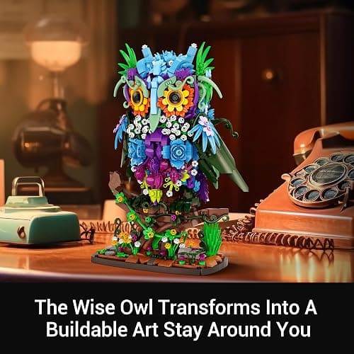 Sillbird Flower Owl Building Sets for Adults Christmas Creative Gift Ideas for Women Men Mom Her, Home Decor Display or Table Centerpieces - Buildable Floral Animals Botanical Model Collection thumbnail 6
