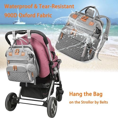 Astro alan Baby Diaper Bags with Changing Station, Waterproof Diaper Bag Backpack for Moms Dads with USB Charging Port, Baby Shower Gifts, Large Capacity diaper backpack, Grey thumbnail 5