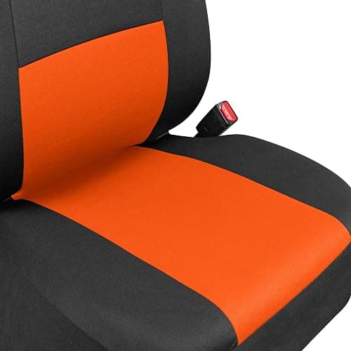 BDK PolyPro Car Seat Covers Full Set in Orange on Black, Front and Rear Split Bench Seat Covers for Cars, Easy to Install Car Seats Cover Set and Accessories for Auto Trucks Van SUV - Orange thumbnail 5