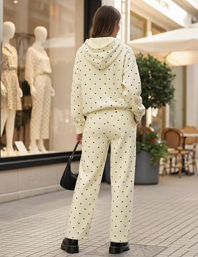 HOCANDY Polka Dot Hoodie and Sweatpants Set for Women thumbnail 5