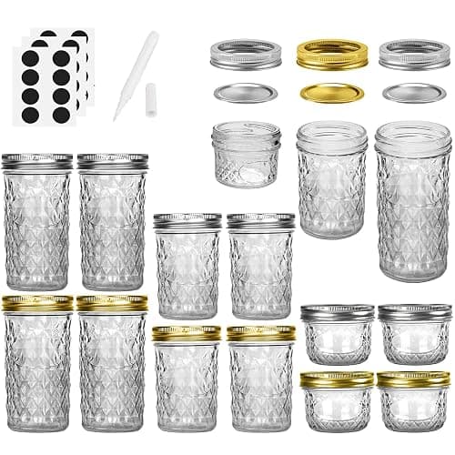 SPANLA 12 Pack Glass Mason Canning Jars With Regular Lids, Ideal for Jam, Jelly, Honey, Wedding Favors, Shower Favors, Baby Foods DIY Spice Jars - 4 OZ x 4, 8 OZ x 4, 12 OZ x 4 thumbnail 5