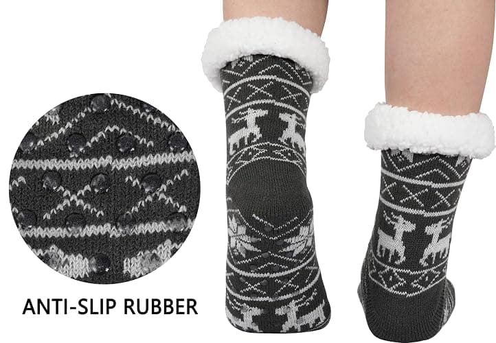 BenSorts Women Non Slip Winter Thick Slipper Socks with Grippers Warm Fuzzy Socks Christmas Gifts thumbnail 2