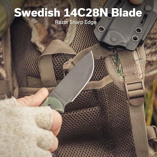 CIVIVI Timberbark Fixed Blade Knife with Kydex Sheath & Clip, 3.2" 14C28N Blade Micarta Handle with Lanyard, Ideal EDC Hunting Knife for Outdoor Adventures Camping Hiking C23094-3, Green - Green thumbnail 3