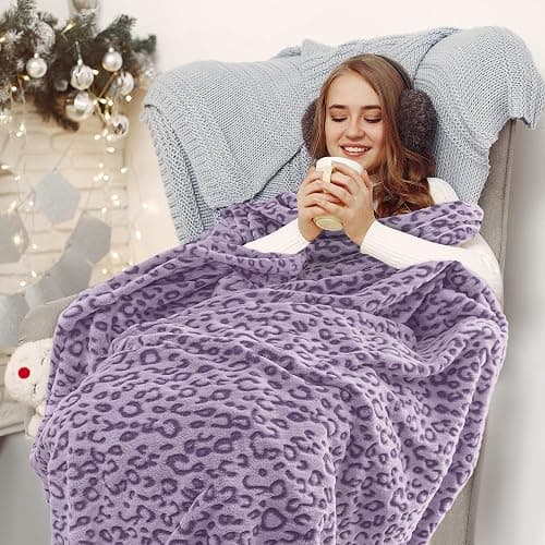 Purple Throw Blanket, Cozy Soft Warm Small Blanket for Couch Room Decor, All Season Purple Gifts for Kids Girls 40x50 Inches thumbnail 6