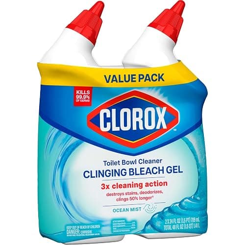 Clorox Toilet Bowl Cleaner Clinging Bleach Gel, Kills 99.9% of Bacteria and Viruses, Ocean Mist, 24 Fl Oz, Pack of 2 thumbnail 12