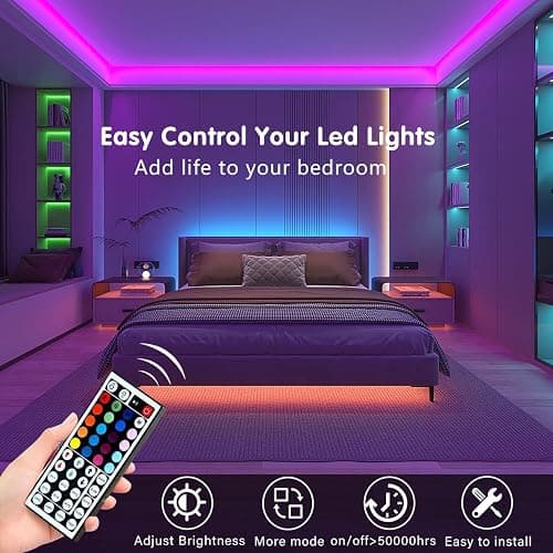 Keepsmile 100ft Led Strip Lights (2 Rolls of 50ft) Bluetooth App Control Led Lights Strip with Remote Music Sync Color Changing RGB Led Lights for Bedroom Room Home Christmas Decor (Lumiere Led 30M) thumbnail 3