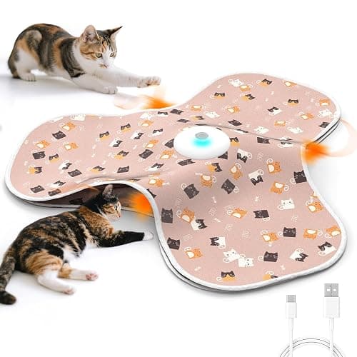 FUGODIWI Interactive Cat Toys for Indoor Cats Adult with Feather Tail Switchable Mouse Sounds, Kitten Enrichment Toys for Hunting Self Play, Automatic Rechargeable Quiet Game to Bored (Pink) - Image 1