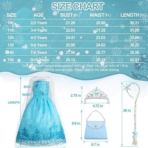 Davvew Princess Dresses for Girls Light Up Princess Costume for Christmas Halloween Toddler Princess Dress Up Clothes thumbnail 5
