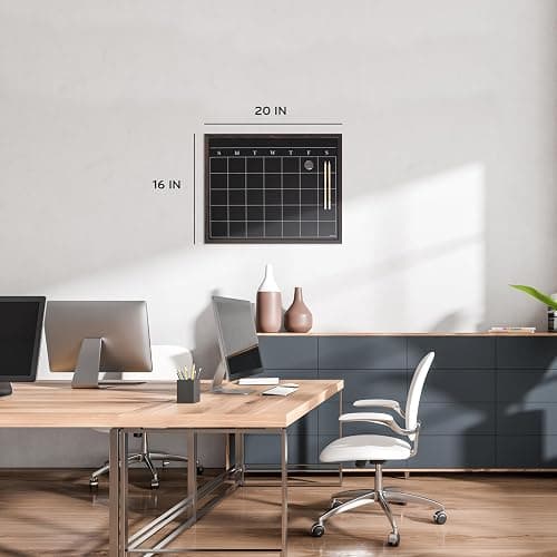 U Brands 16" x 20" Magnetic Monthly Calendar Chalkboard with Rustic Wood Frame, Blackboard Surface, Wall Mountable, Monthly Planner Board, Magnetic Calendar for Home, Office, Kitchen, Classroom thumbnail 3