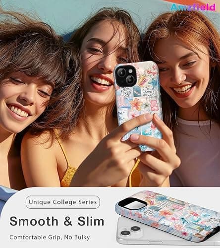 Amzfield for iPhone 13 Case for iPhone 14 Case, Aesthetic Summer Phone Case Cute Pink Flower Sea life Collage Floral for Girl Women, Scratch Resistant Shockproof Protective Girly Case for iPhone 13/14 thumbnail 6
