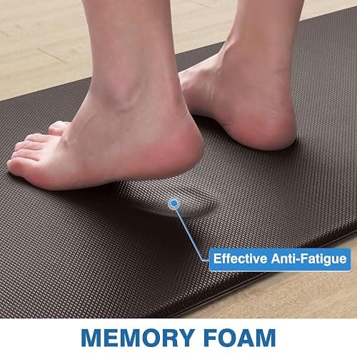 StepRite Kitchen Mats, 2PCS Kitchen Rugs, Cushioned Anti Fatigue Kitchen Mats for Floor, Non-Slip Standing Desk Mat, Waterproof Kitchen Rug Set for Kitchen, Floor, Office,17.3"x30"+17.3"x47",Chocolate thumbnail 7