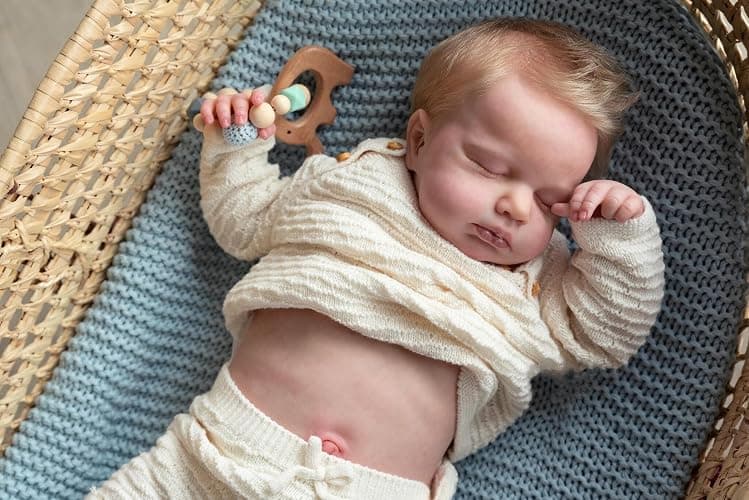 Anano Reborn Baby Dolls Sleeping Baby Boy LOULOU 20 inches Waterproof Anatomically Correct Full Body Baby Doll With Hand Rooted Hair for Kids Ages 3+ thumbnail 3