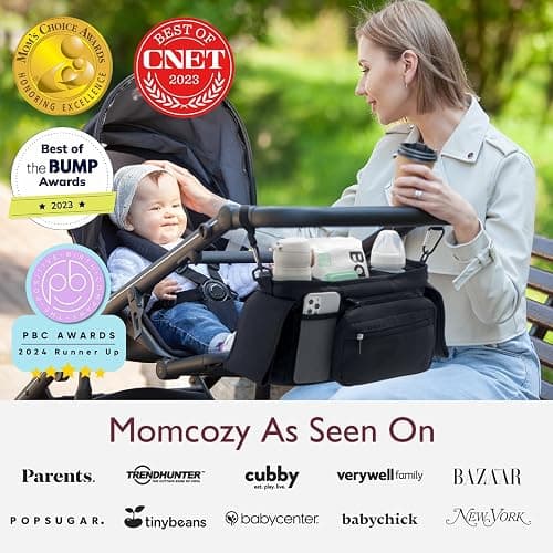 Universal Stroller Organizer with Insulated Cup Holder by Momcozy - Detachable Phone Bag & Shoulder Strap, Fits for Stroller like Uppababy, Baby Jogger, Britax, BOB, Umbrella and Pet Stroller thumbnail 7