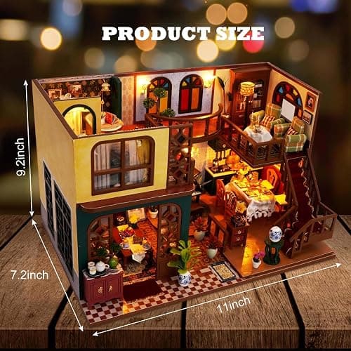 Foyucool DIY Miniature House Kit, Dollhouse Kit with Furnitures, 1:24 Mini House Making Kit for for Adult to Building, Father's Day/Home Decorations/Gifts for Family and Friends, Loft - Loft thumbnail 4