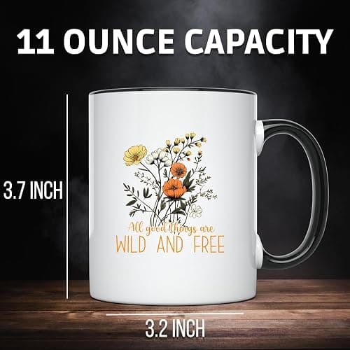 All Good Things Are Wild and Free Mug - Floral Design Coffee Cup - Inspirational Mug for Nature Lovers - Motivational Mug - Unique - 11 Ounce - Enjoy Your Favorite Beverage with Style - CCMUG13513 thumbnail 3