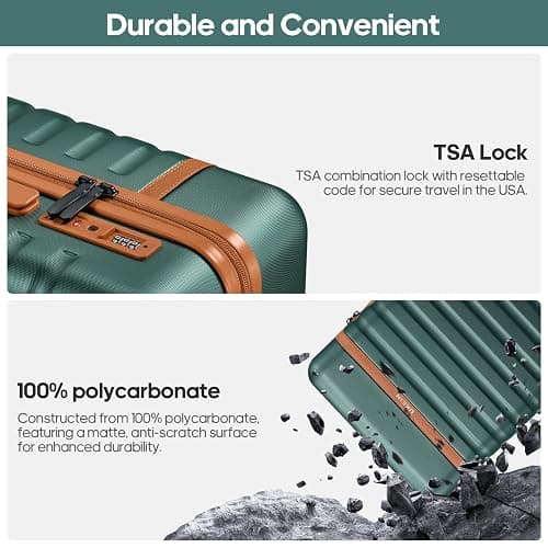 Luggage Sets 3 Piece, Carry On Luggage 20In With Spinner Wheels,PC Hardside Suitcase Set with TSA Lock,Durable Carry On Suitcase With Travel Backpack for Men (Dark Green, 3 piece set (BP/20inch)) thumbnail 4