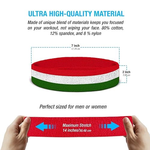 Suddora Striped Sweatband Set, Moisture Wicking 2 Wristbands and 1 Headband, Breathable Athletic Sweat Bands for Sports, Costumes & Cosplay, Matching Bands to Wear with Jersey thumbnail 2
