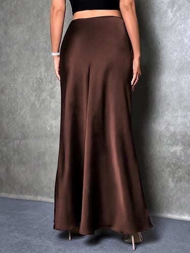 Prinbara Women's Satin Maxi Skirts Dressy Casual Zipped High Waisted Flowy Silk 2025 Fall Elegant Business Party Long Skirt thumbnail 6
