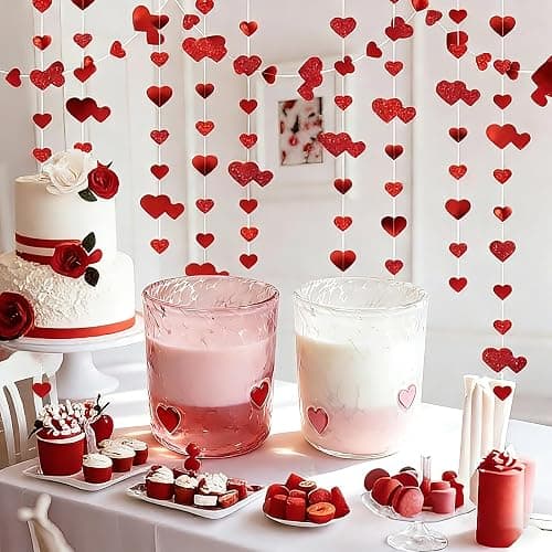 YinNorth 2 Pcs Valentine Icon Juice Glass 14oz Heart Drinking Cocktails Glasses Cute Pink White Stemless Wine Glasses Handblown Old Fashioned Couple Cups for Her Wife Women Birthday Lovely Gifts thumbnail 7