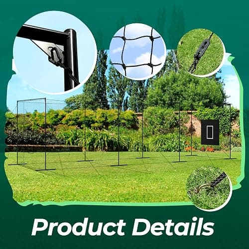 EnjoyColor Pro 40FT Batting Cage Net and Frame, 40 Foot Baseball and Softball Batting Cages with Pitching Machine Hole for Backyard, Black thumbnail 5