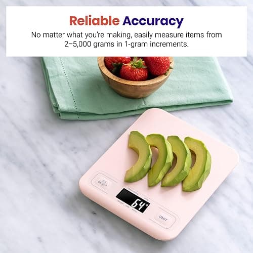 Etekcity Food Kitchen Scale, Digital Grams and Ounces for Weight Loss, Baking, Cooking, Keto and Meal Prep, LCD Display, Medium, Pink thumbnail 2