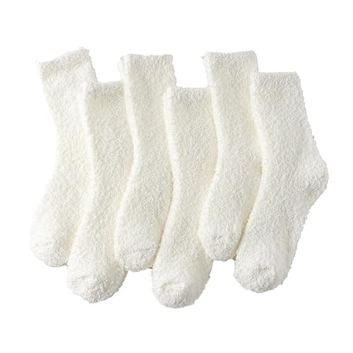 Tofox 6 Pairs Fuzzy Socks For Women Soft Home Slipper Socks Fluffy Sleeping Socks don't Shed Lint - Image 1