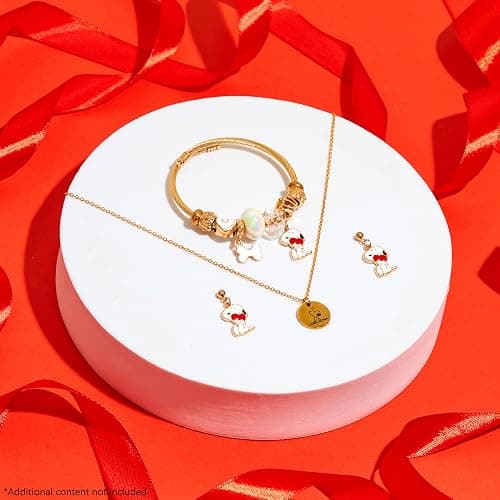 Peanuts Snoopy Jewelry Sets for Teens Women 3 Pcs Set Gold Necklace Earrings Bracelets for Women Snoopy Gifts for Her thumbnail 2