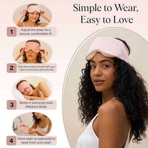 Kitsch Contour Pillow Eye Mask – Softer Than Silk Eye Masks for Sleep, Blindfold Sleep Masks for Women & Men, No Eye Pressure, Lightweight, Eye Care, Travel Essentials - Blush thumbnail 7