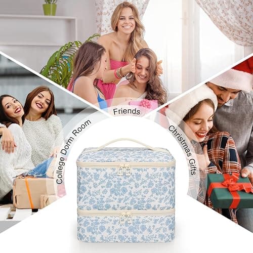 Ethereal Nail Polish Organizer Bag Holds 30+ Bottles(15ml/0.5 fl.oz) UV Nail Lamp,2 Layer Gel Polish Travel Storage Bag for Nail Kit, Gift for Manicurist, Girls thumbnail 8
