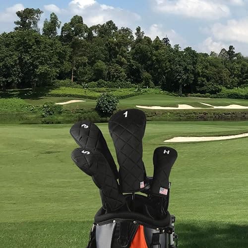 YuEagleSky Golf Head Covers Driver Fairway #3#5 Hybrid USA Flag for Club Men Women, (Black or White) thumbnail 7