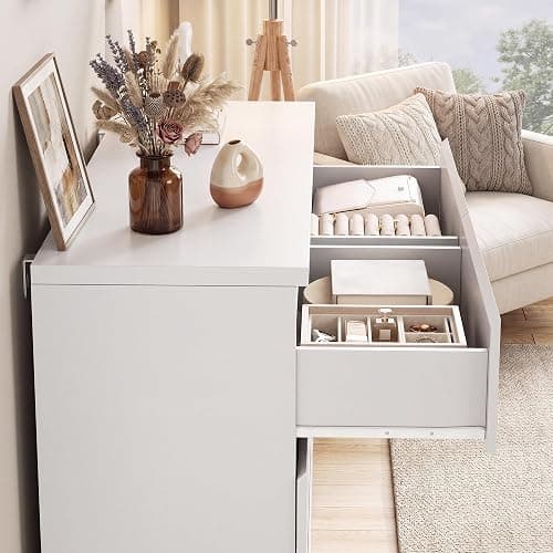 Orgobysol 6 Drawer Double Dresser for Bedroom, Modern Simply Chest of Drawers, Wood Storage Dresser with Anti-Tipping for Living Room Hallway Entryway, Nursy White (15.3" D x 47.2" W x 32.3" H) thumbnail 5