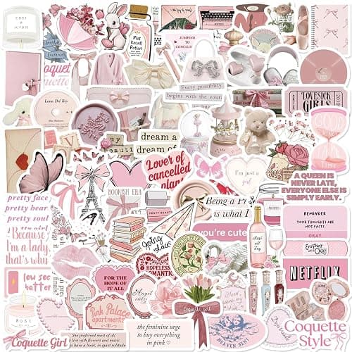 Coquette Stickers,Coquette Aesthetic Vinyl Laptop Computer Phone Water Bottle Stickers(100PCS) - Image 1