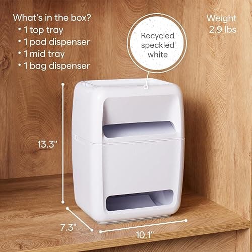 YouCopia SinkSuite Bag & Pod Dispenser, Standing Garbage Bag and Dishwasher Pod Organizer with Removable Lids for Storage, Speckled White thumbnail 3