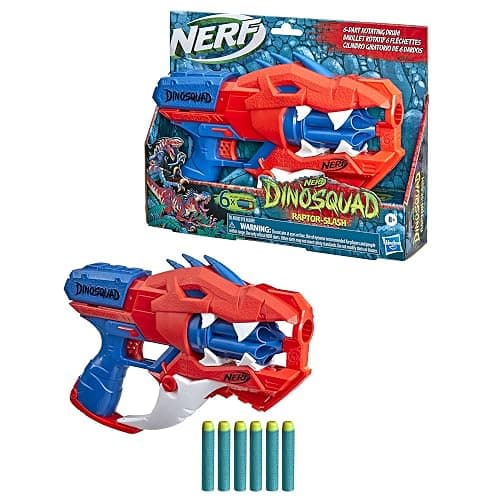 Nerf DinoSquad Raptor-Slash Dart Blaster, 6-Dart Rotating Drum, Slam Fire Action, 6 Official Elite Darts, Velociraptor Dinosaur Design thumbnail 7