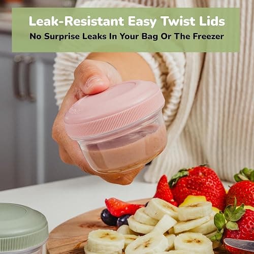 WeeSprout Leakproof Baby Food Storage - 12 Set, Small Plastic Containers with Lids, Lock in Freshness, Nutrients & Flavor, Freezer & Dishwasher Friendly, 4oz Snack Containers (Variety Pastel) thumbnail 4