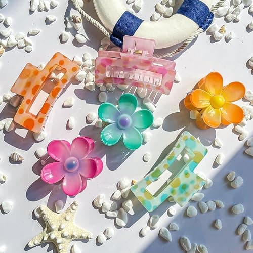 GQLV Hair Accessories Gift Set: Nonslip Big Cute Hair Claws, Medium Flower Hair Clips for Thick/Thin Hair, Hair Styling Accessories for Women/Girls thumbnail 7