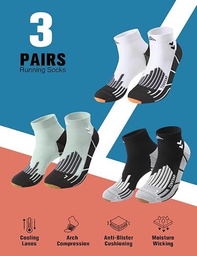 TENYSAF Mens Compression Socks for Running: Anti-Blister Ankle Socks 3 Pairs Athletic Socks for Runners Outdoor Hiking 2026 thumbnail 4