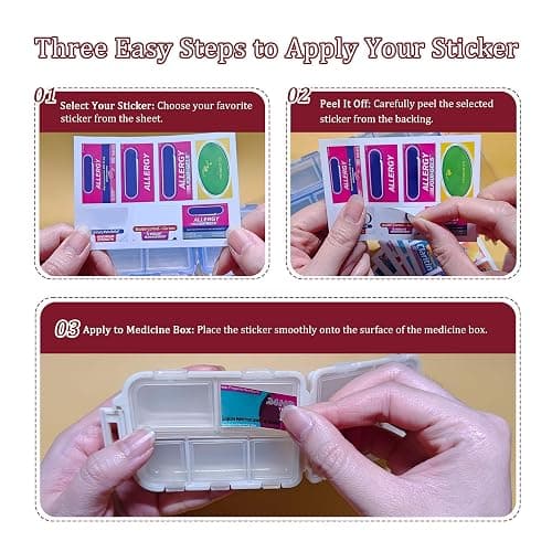 Pill Organizer with Medicine Labels 161 Labels Travel Daily Pill Container Mini Medication Organizer Storage Pill Organizer Travel Essentials Pill Case 7 Day (Pink, 1 Pack) thumbnail 2