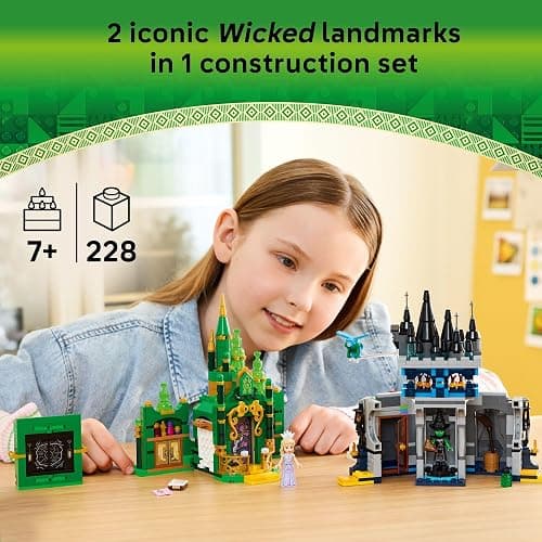 LEGO Wicked Emerald City & Kiamo Ko Castle Building Toy - Elphaba & Glinda Toy Figures, 2 Buildable Playsets, & Flying Monkey Minifigure for Kids, Ages 9+ - Wicked Merch Gift for Girls & Boys - 75689 thumbnail 2
