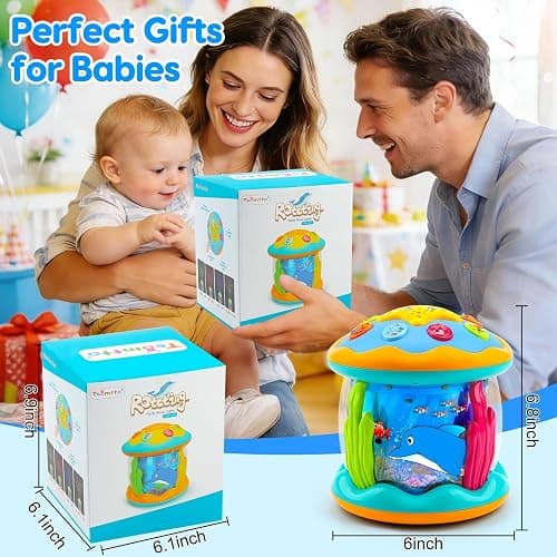 Tsomtto Baby Toys Ocean Projector Rotating Musical Learning Toys | Light Up Tummy Time Toys for Infants Baby Aquarium Crawling Walking Toys Newborn Must Have Boy Girl Birthday Shower Gifts thumbnail 2