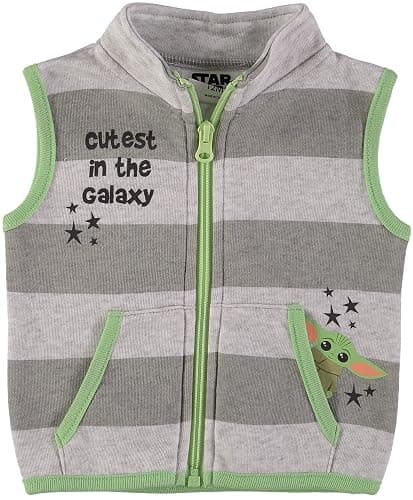STAR WARS Baby Boys Clothing 3-Piece Set - Baby Bodysuit, Pants, and Vest with Baby Yoda Print Baby Clothes thumbnail 4