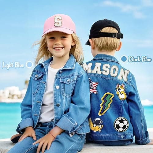 Gowelly Personalized Kids Denim Jean Jacket with Name Patche-Toddler Jacket | Back to School Outfits Clothes for Girls&Boy, Personalized 1-10 T Year Old Birthday Gifts from Grandmom Mom Aunt thumbnail 7