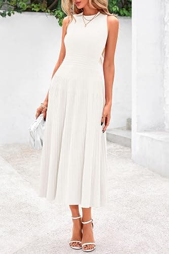 PRETTYGARDEN Spring Casual Dresses for Women 2026 Summer Business Work Midi Sleeveless A Line Pleated Cocktail Dress thumbnail 8