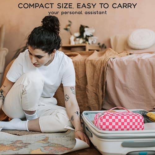 Relavel Makeup Bag, Cute Travel Cosmetic Bag, Small Pink Make Up Bags, Portable Toiletry Storage for Women Girl, Waterproof Makeup Organizer for Gym, Camping, Trip, Daily Use - Rose Red thumbnail 6