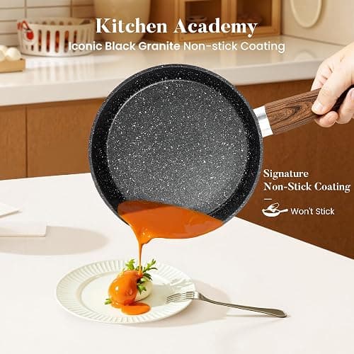 Kitchen Academy Induction Cookware Set-17 Piece Non-stick Cooking Pan Set, Black Granite Pots and Pans Set thumbnail 4