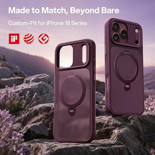 CASEKOO Burgundy for iPhone 18 Pro Max Case with 360 Spin Magnetic Stand | 18FT Mil-Grade Protection, Fit for MagSafe, Shockproof Ring Holder 18 Pro Max Case Slim Ergonomic Frame, Matte Cherry 6.9'' thumbnail 2