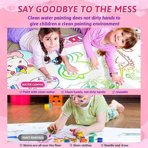 Water Doodle Mat,40 x 32 Inch Large Drawing Mat with Backpack,Educational Toys Gifts for Kids Boys Girls,Mess Free Painting for Toddlers Age 2 3 4 5 6 7 8 Year Old thumbnail 4